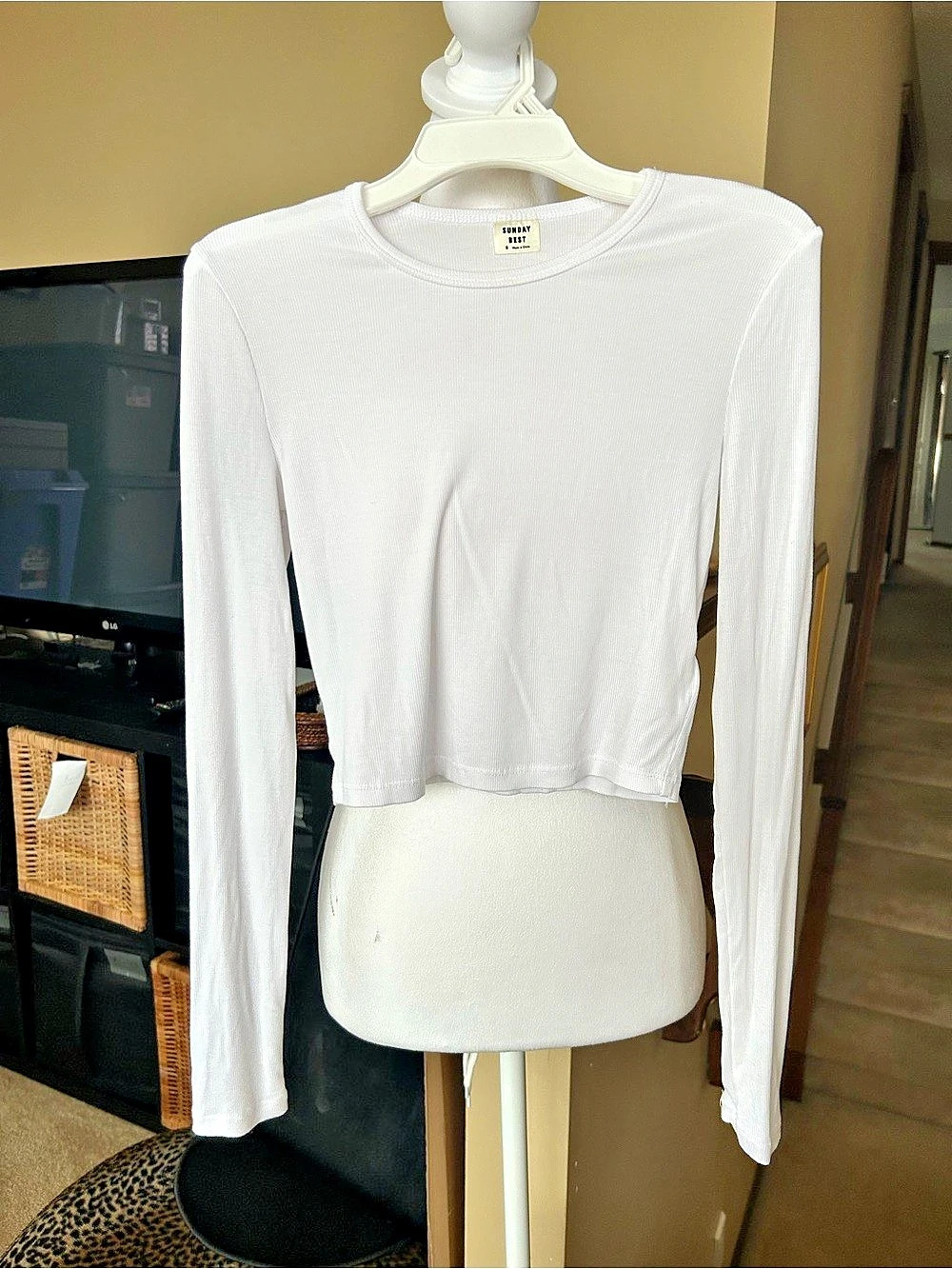 Sunday Best BestHug Little Ribbed Long Sleeve White Small